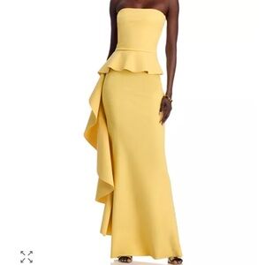Chiara Boni Strapless Yellow Dress
